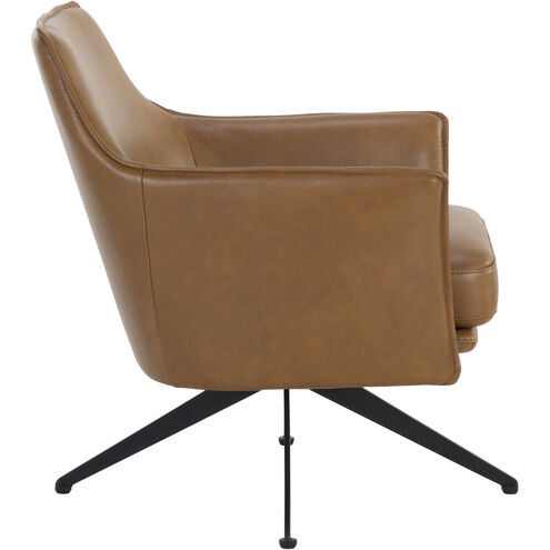 Crosby Missouri Cognac Leather Swivel Lounge Chair, Swivel
